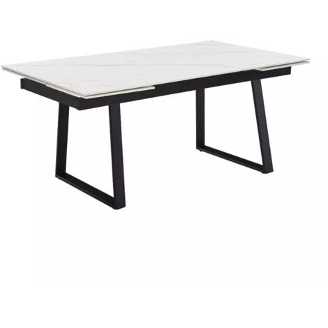 Table extensible 180/260 cm céramique blanc marbré pieds luge - NEVADA 02 (1/5)