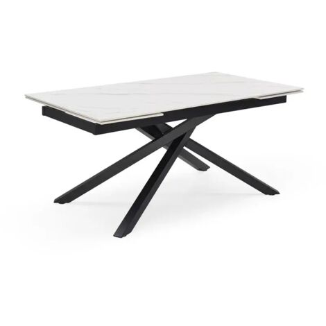 Table extensible 180/260 cm céramique blanc marbré pied torsadé - NEVADA 05 (1/5)