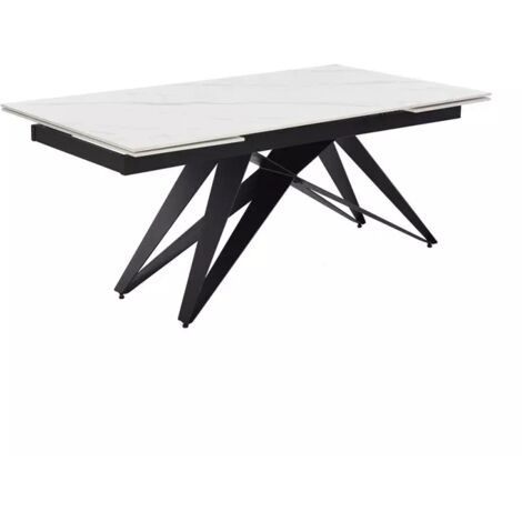 Table extensible 180/260 cm céramique blanc marbré pied géométrique - NEVADA 03 (1/5)