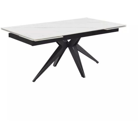 Table extensible 180/260 cm céramique blanc marbré pied étoile - NEVADA 06 (1/5)