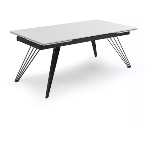 Table extensible 180/260 cm céramique blanc pieds filaires - OREGON 01 (1/5)