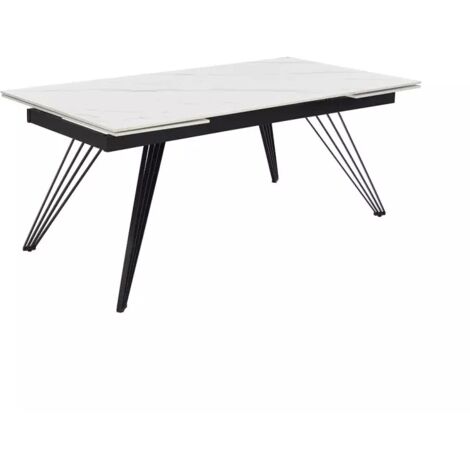 Table extensible 180/260 cm céramique blanc marbré pieds filaires - NEVADA 01 (1/5)