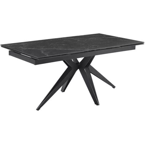 Table extensible 180/260 cm céramique noir marbré pied étoile - INDIANA 06 (1/5)