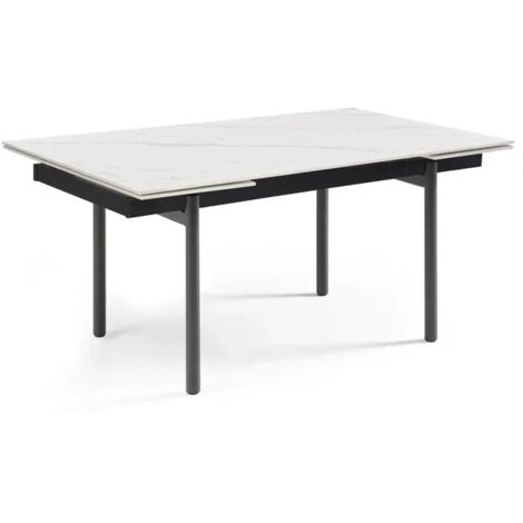 Table extensible 180/260 cm céramique blanc marbré pieds droits - NEVADA 09 (1/5)