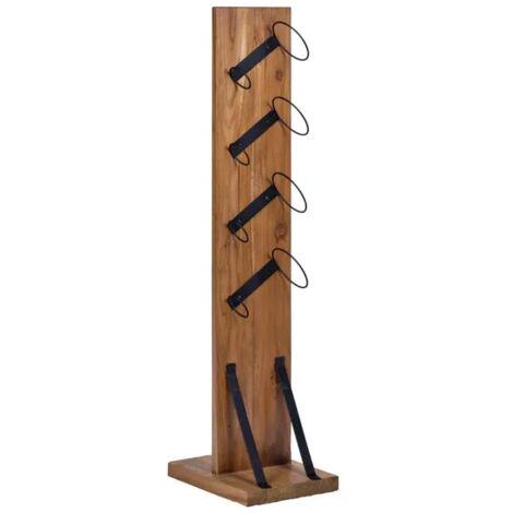 Porte bouteille H. 106 cm en bois de teck avec 4 supports métal - VINO (1/5)