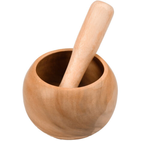 Mortier et pilon de cuisine presse épices rond en bois de teck – YUKI (1/5)