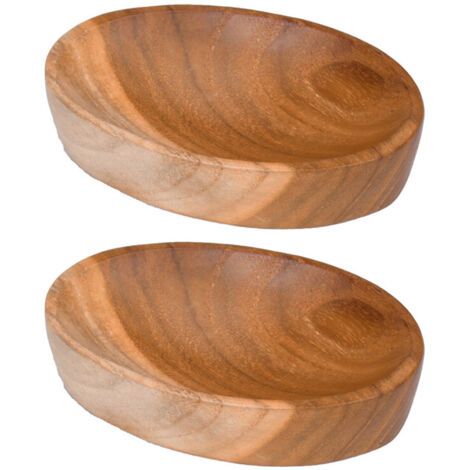 Lot de 2 porte-savons ovales en bois de teck au design naturel – CIRI (1/5)