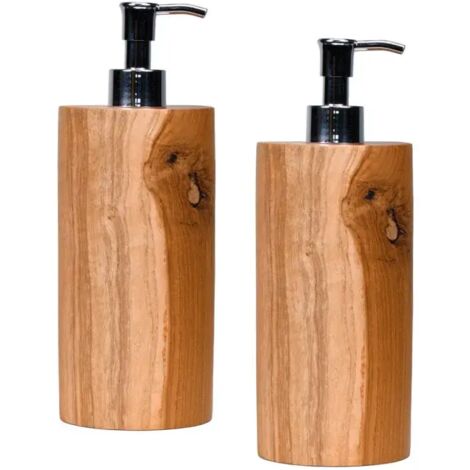 Lot de 2 distributeurs à savon ronds D. 8 cm en bois de teck – YEN (1/5)