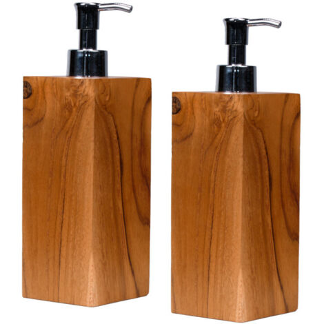 Lot de 2 distributeurs à savon carrés L. 6 cm en bois de teck – RIV (1/5)
