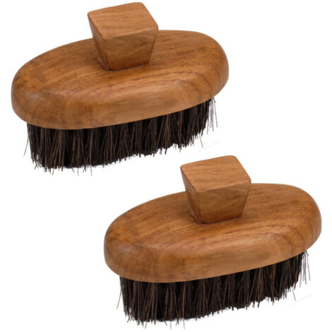 Lot de 2 petites brosses en bois de teck et fibre de coco - MORA 02 (1/5)