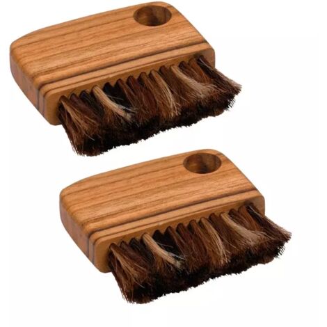 Lot de 2 petites brosses en bois de teck et poils de vache - ZUKO 01 (1/5)