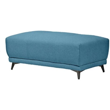 Pouf pour canapé modulable en tissu bleu pieds gris anthracite - GINA (1/5)