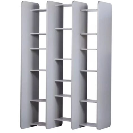Bibliothèque L.141 cm style paravent gris 18 tablettes – AVALON 8907 (1/5)