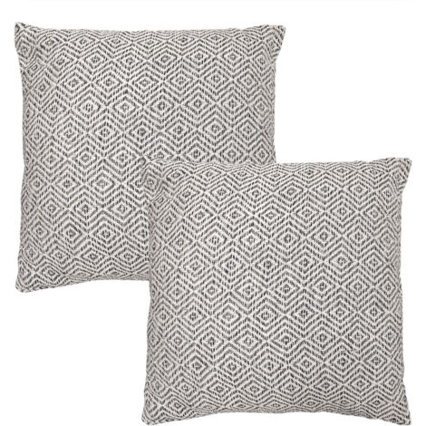 Lot 2 coussins carrés 40 x 40 cm coton brodé de losanges noirs - EMBER (1/5)