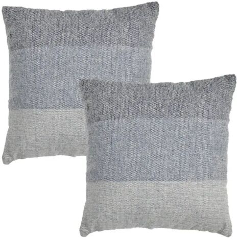 Lot 2 coussins carrés 40 x 40 cm coton brodé dégradé de bleu - ABYSS (1/5)