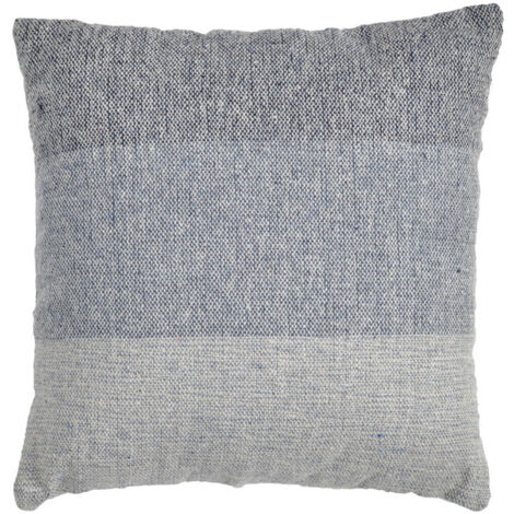 Coussin carré 40 x 40 cm coton brodé dégradé de bleu et écru - ABYSS (1/5)