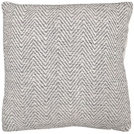 Coussin carré 40 x 40 cm coton brodé avec motifs chevrons gris - GLOW (1/5)
