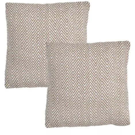 Lot 2 coussins carrés 40 x 40 cm coton brodé de chevrons beige - GLINT (1/5)