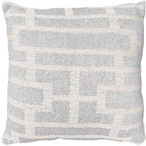 Coussin carré 40 x 40 cm coton brodé de motifs géométriques gris - RAY (1/5)