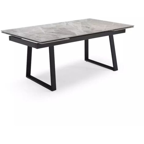 Table extensible 180/260 cm céramique marbré laqué pieds luge - DAKOTA 02 (1/5)