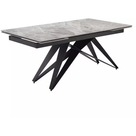 Table extensible 180/260 cm céramique marbré laqué pied géométrique - DAKOTA 03 (1/5)