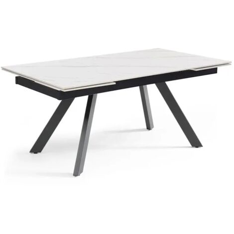 Table extensible 180/260 cm céramique blanc marbré pieds inclinés - NEVADA 08 (1/5)