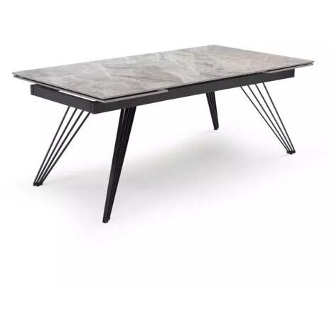 Table extensible 180/260 cm céramique marbré laqué pieds filaires - DAKOTA 01 (1/5)