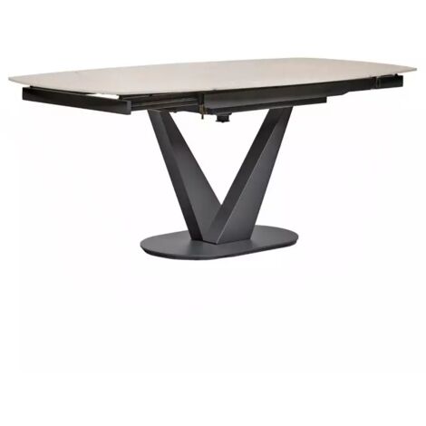 Table extensible ovale 120 à 180 cm céramique effet bois - MARSHALL