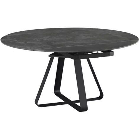 Table rectangulaire à ronde céramique gris anthracite et métal - SKYE