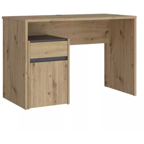 Bureau 110 cm et caisson décor bois chêne et gris foncé mat - ODYSSÉE (1/5)