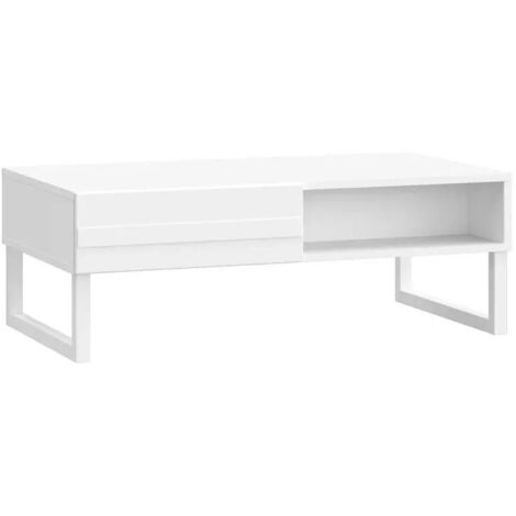 Table basse avec façades fraisées blanc mat et pieds luges - ARIANA (1/5)