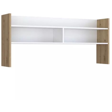 Surmeuble de bureau 140 cm blanc mat et décor bois de chêne - ODYSSÉE (1/5)