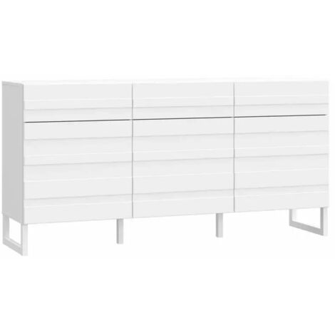 Buffet 165 cm avec façades fraisées blanc mat et pieds luges - ARIANA (1/5)