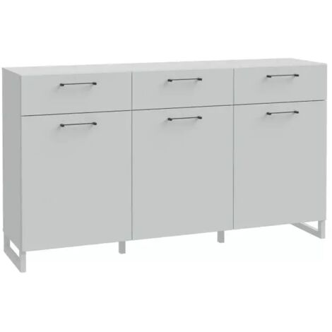 Buffet 165 cm décor gris clair mat et poignées métal noir - ASTORIA (1/5)