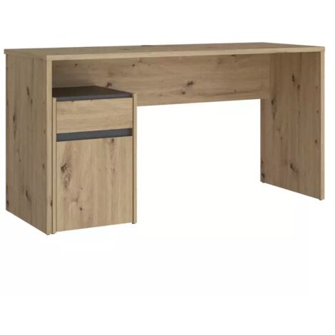 Bureau 140 cm et caisson décor bois chêne et gris foncé mat - ODYSSÉE (1/5)
