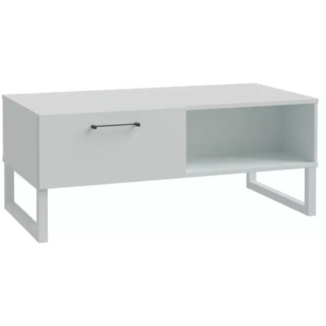 Table basse 110 cm décor gris clair mat poignées métal noir - ASTORIA (1/5)