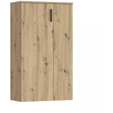 Meuble à chaussures 2 portes décor bois de chêne rustique – AMELIE (1/5)