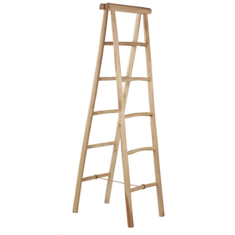 Porte-serviettes et linge 180 cm 5 niveaux en bois teck clair – ANKSA (1/5)