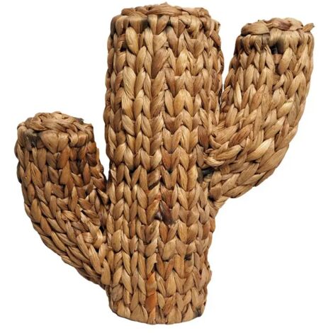 Cactus déco 32 cm tressé en jacinthe d’eau couleur naturelle – QUINN (1/5)