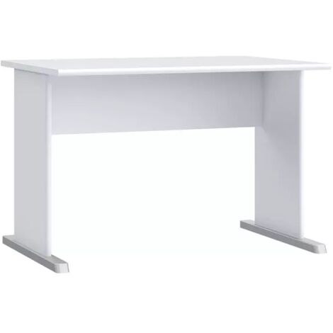 Bureau L. 108 cm décor blanc avec piètement effet aluminium - MARIA (1/5)