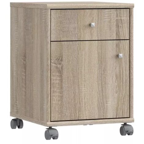 Caisson sur roulettes décor chêne sonoma et effet aluminium - MARIA (1/5)