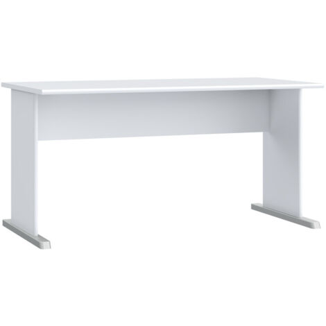 Bureau L. 144 cm décor blanc avec piètement effet aluminium - MARIA (1/5)