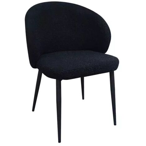 Chaise de repas en tissu bouclette noir et pieds métal noir – SYRACUSE (1/5)