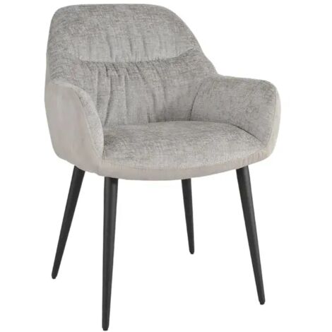 Chaise de repas tissu microfibre gris clair pieds métal noir - ATLANTA (1/5)