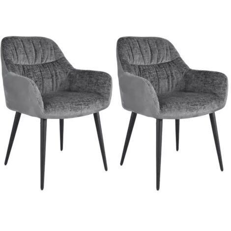 Lot 2 chaises repas microfibre gris anthracite pieds métal - ATLANTA (1/5)