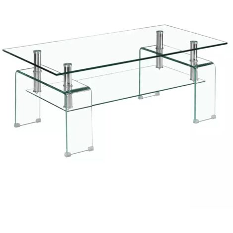 Table basse L. 100 cm avec double plateau en verre trempé - ICE (1/5)