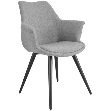 Chaise en tissu gris clair avec pieds métal et accoudoirs – CALGARY (1/5)