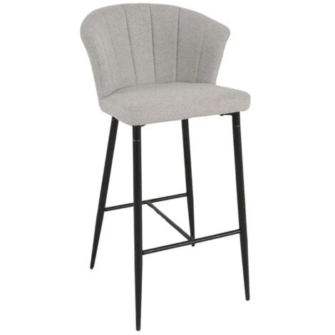 Tabouret de bar en tissu gris clair avec piètement métal – MONTREAL (1/5)
