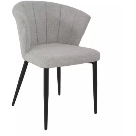 Chaise de repas en tissu gris clair et pieds métal noir – MONTREAL (1/5)