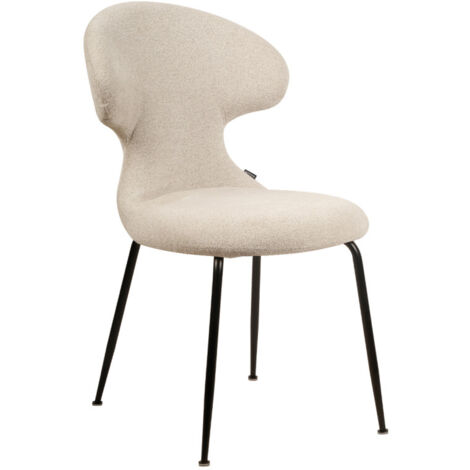 Chaise en tissu doux beige avec pieds en métal noir - GLORIA (1/5)